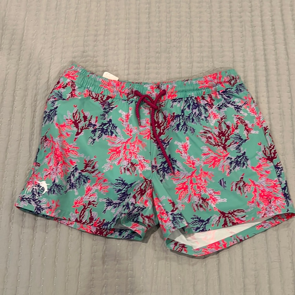 Guy Harvey turquoise coral boating shorts